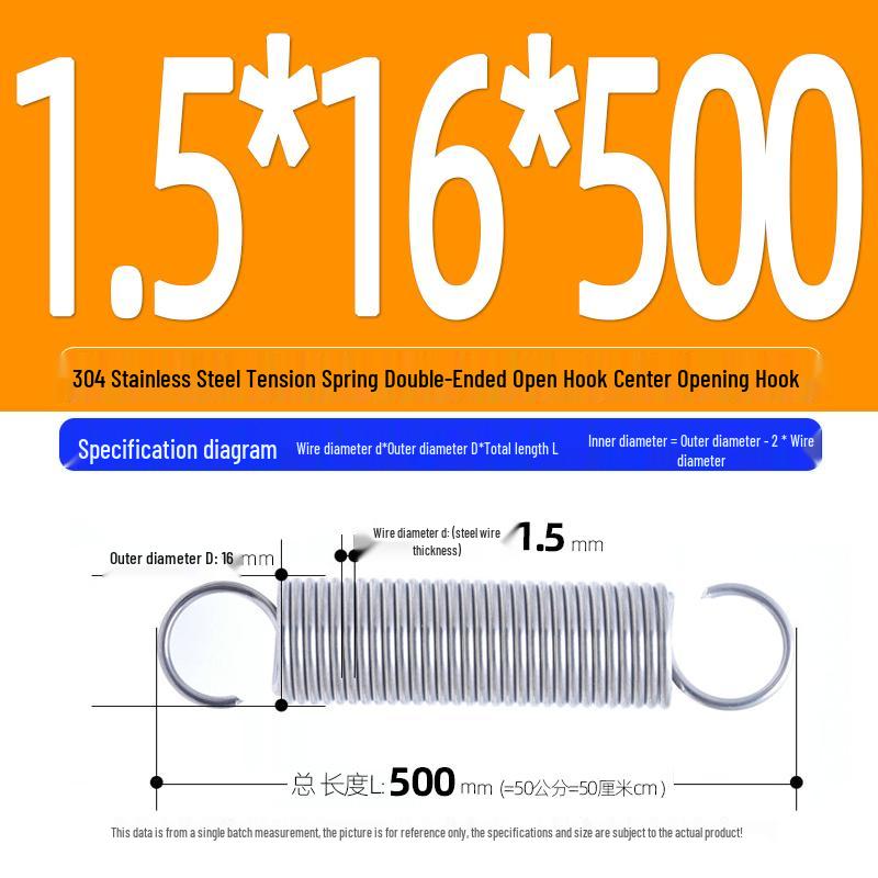 Arc de extensie din oțel inoxidabil 304 de 500 mm cu cârlige deschise și inel cu buclă dublă, personalizabil.