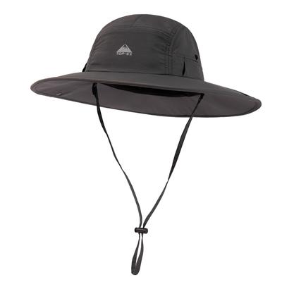 Große Größe Safari Abenteuer faltbarer Boonie Angel UV Militär Sonnenhut mit abnehmbarem Nackenschutz Kinnbreite UV Bergwandern Grau [TOP-EX] Damenhut,