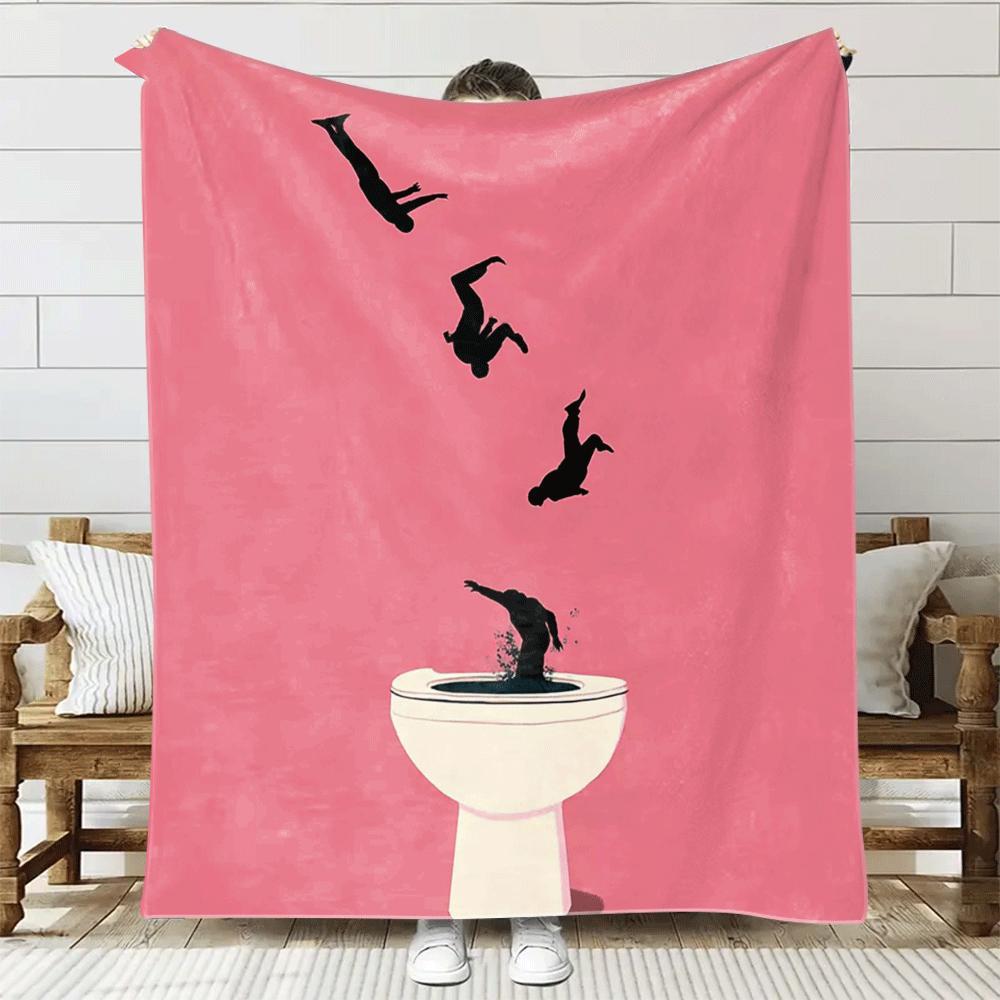 

Pink and black underwater pattern Flannel printed blanket suitable for all seasons suitable for living room office sofa travel 75x100cm