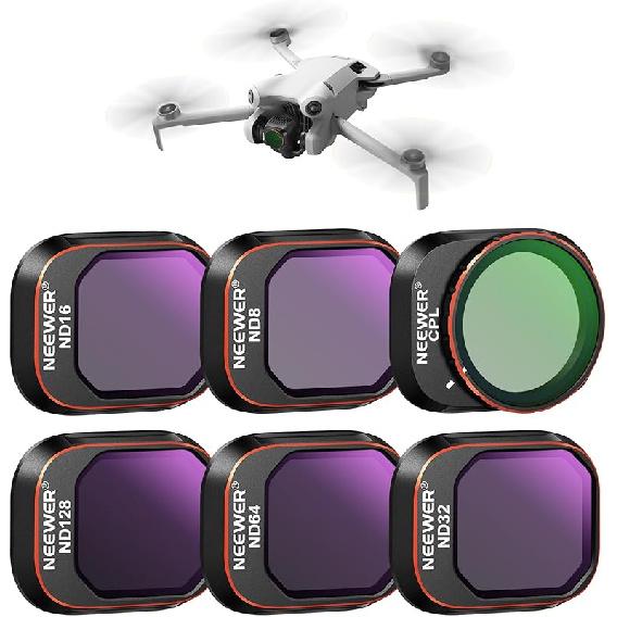 NEEWER ND & CPL Filter Set Compatible with DJI Mini 4 Pro, 4 Pack ND16 ND64 ND256 CPL Polarizer and Neutral Density Filters Drone Lens Accessories,