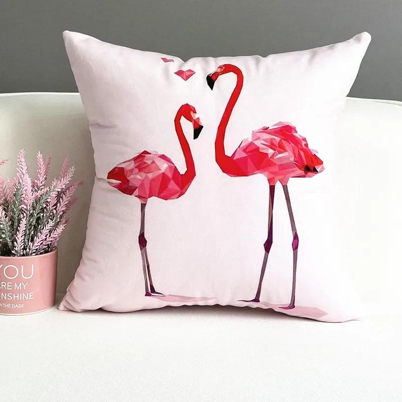 Nordic Pink Girls Geometry Polyester Plush Pillowcase Letters Pink Feather Super Soft Thick Sofa Pillow Cushion Cover Home Decor