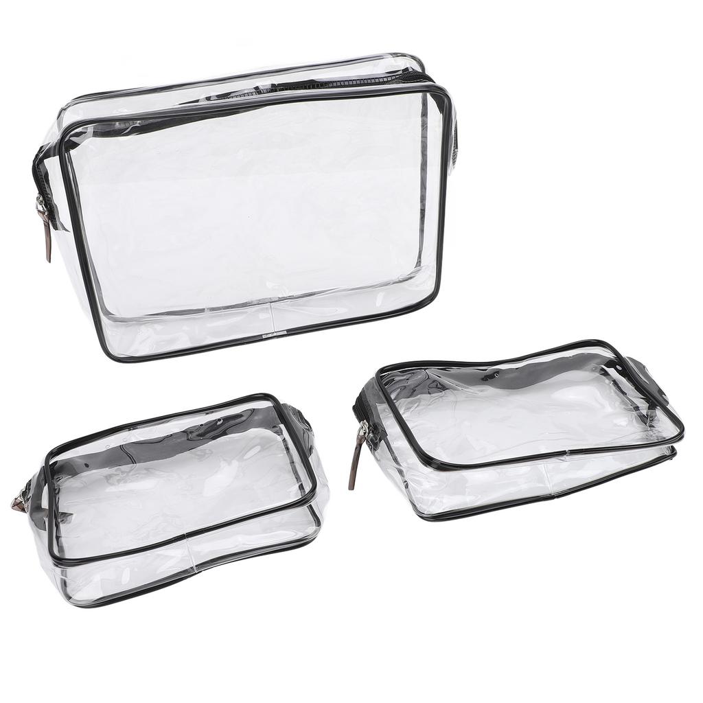 3Pcs Clear Insert Bag Transparent Makeup Toiletry Brush Zipper Insert Inner Bag Divider Storage Orga