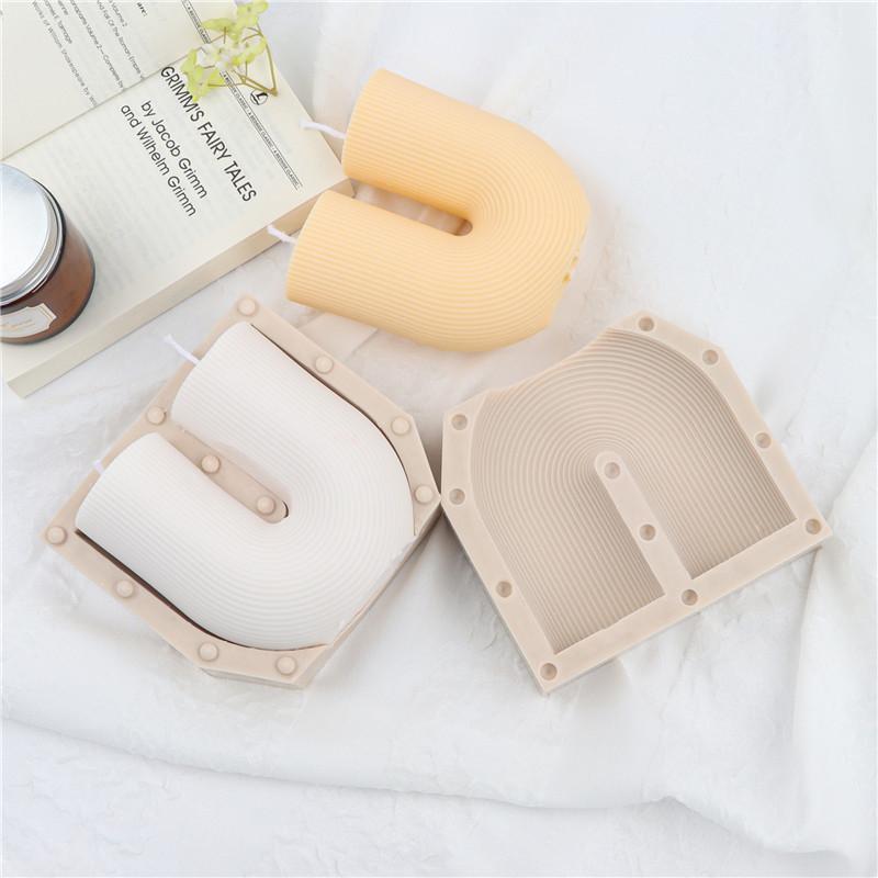 U Shape Scented Candle Mold Food Grade Silicone Mold DIY 3D Aromatherapy Candle Mould Candle Making Supplies Home Wedding Decor