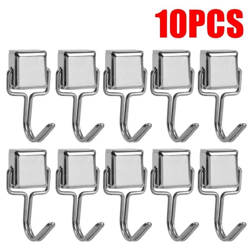 40/1PCS Strong Magnetic Hook Silver Rotating Hooks Neodymium Wall-mounted Magnet Hanger Bathroom Refrigerator Hanging Tools