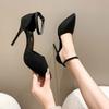 High Heels 2025 New Pointed Buckle Fashion Stiletto Sandals Outdoor Formal High Heels Women's Plus Size Banquet Party