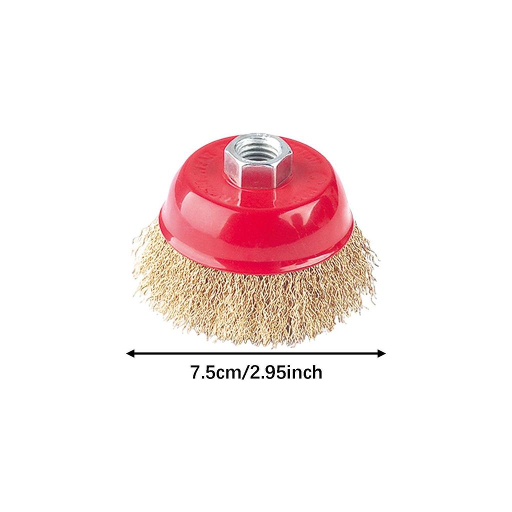 Crimped Wire Brush for Grinding with Threaded Mandrel, Heavy-duty Replacement Accessory Removing