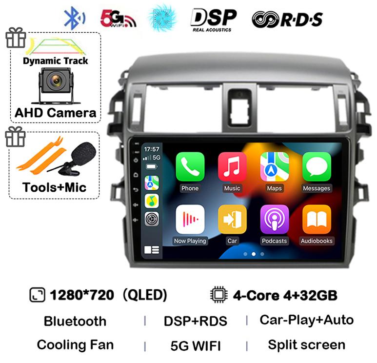 Android 14 Carplay Car Radio For Toyota Corolla E140/150 2007 2008 2009 2010-2013 Multimedia Player GPS 2din Head Unit Stereo BT
