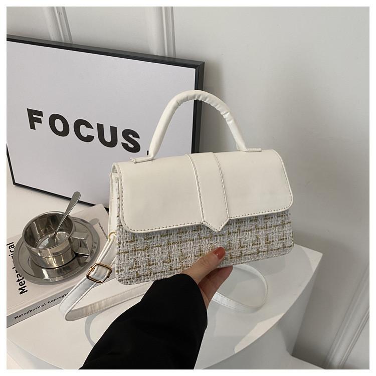 2024 New Spring Korean Style Casual Plaid Fashion Single Shoulder Crossbody Small Square Bag Black