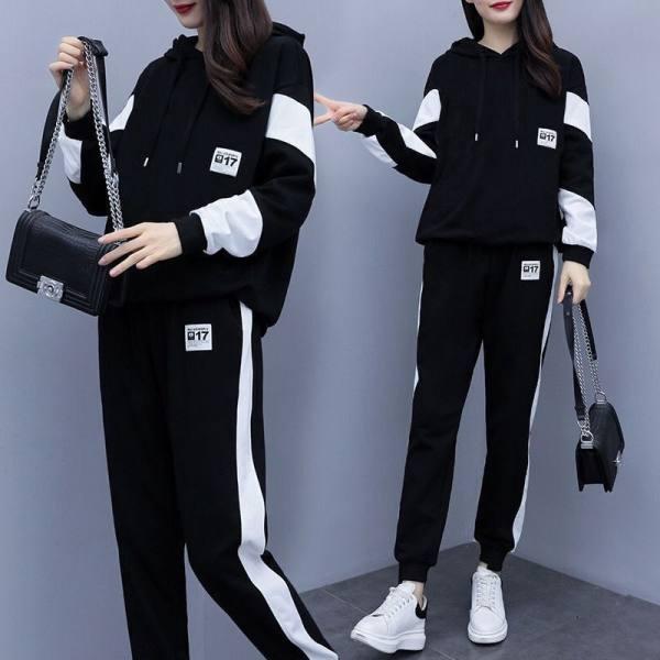 

Slimming Casual Hoodie and High Waist Long Pants Women s Two Piece Set Anti Aging Perfect for Autumn Korean Style Loose Fit 4XL чорний