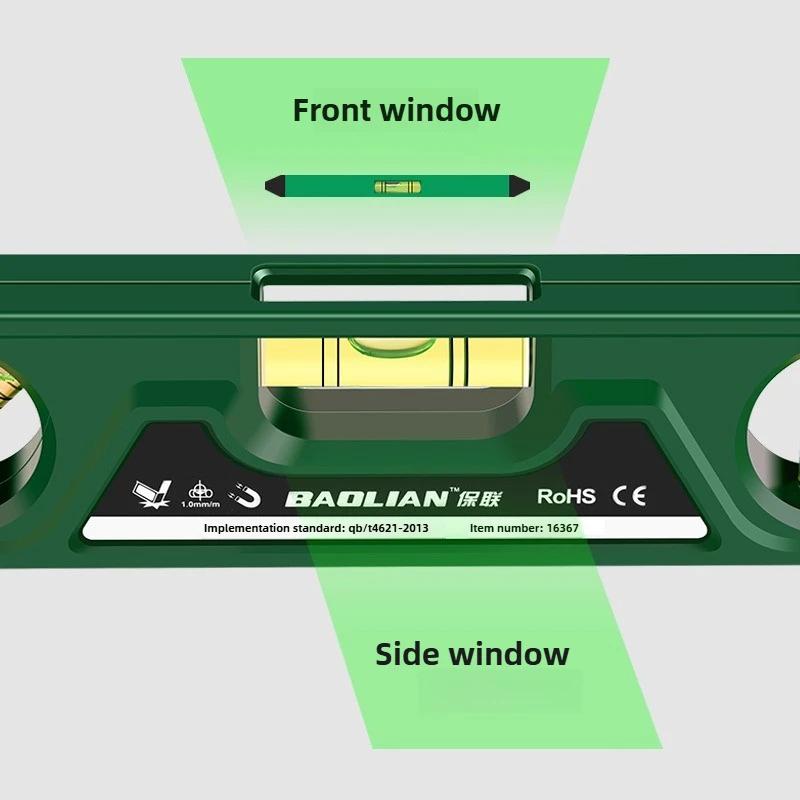 Drei Wasserwaagen-Lineal 0° 45° 90° 230 mm Mini-Horizontalmessgerät Stoßfestes magnetisches Nivellierungs-Aligner-Neigungsmessgerät
