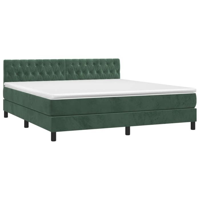 Maison Exclusive - Sommier à lattes de lit avec matelas LED Vert foncé 160x200 cm