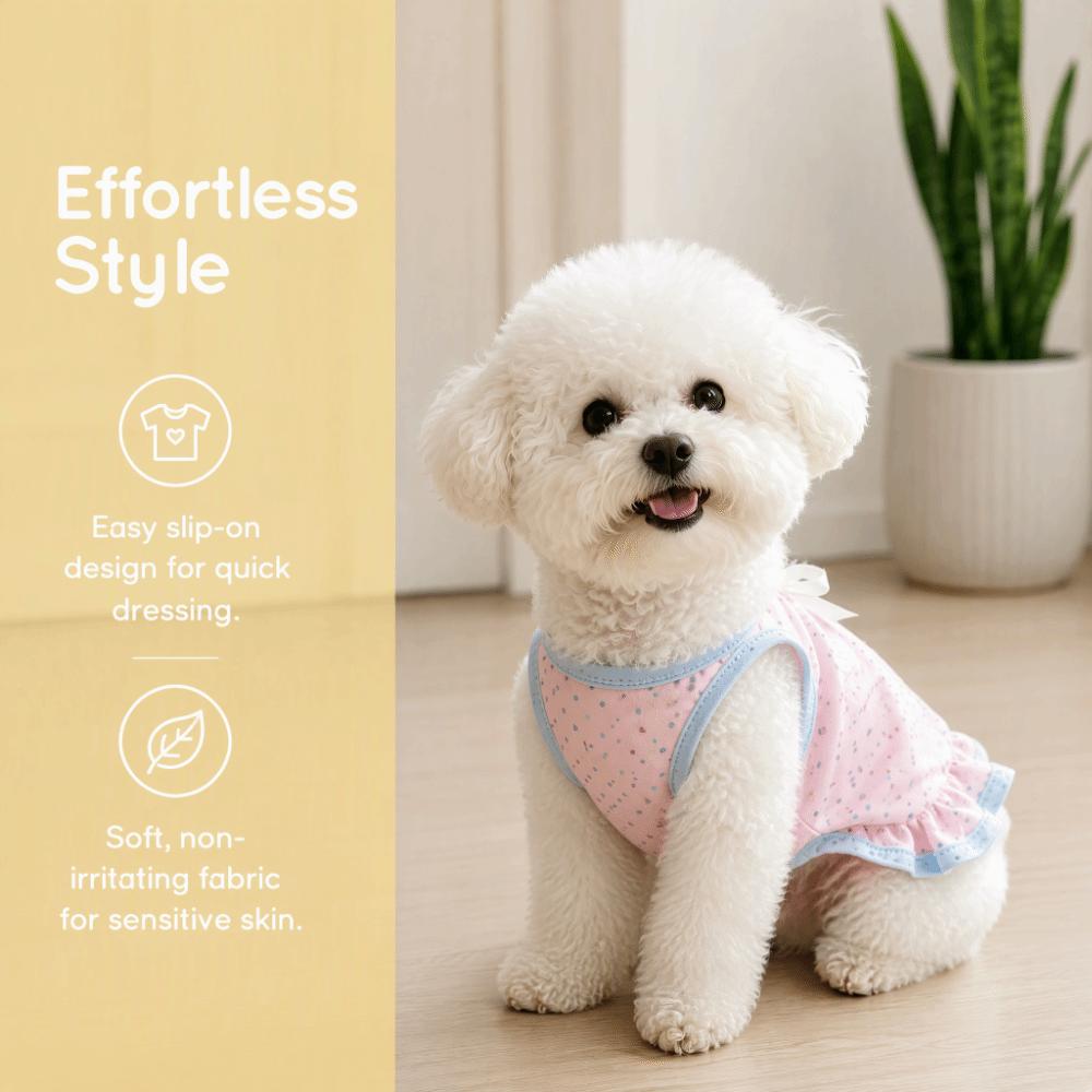 Polka Dot Puppy Cat Slip Dress Breathable Cat Sleeveless Dress Corgi Teddy Clothes  Pet Supplies