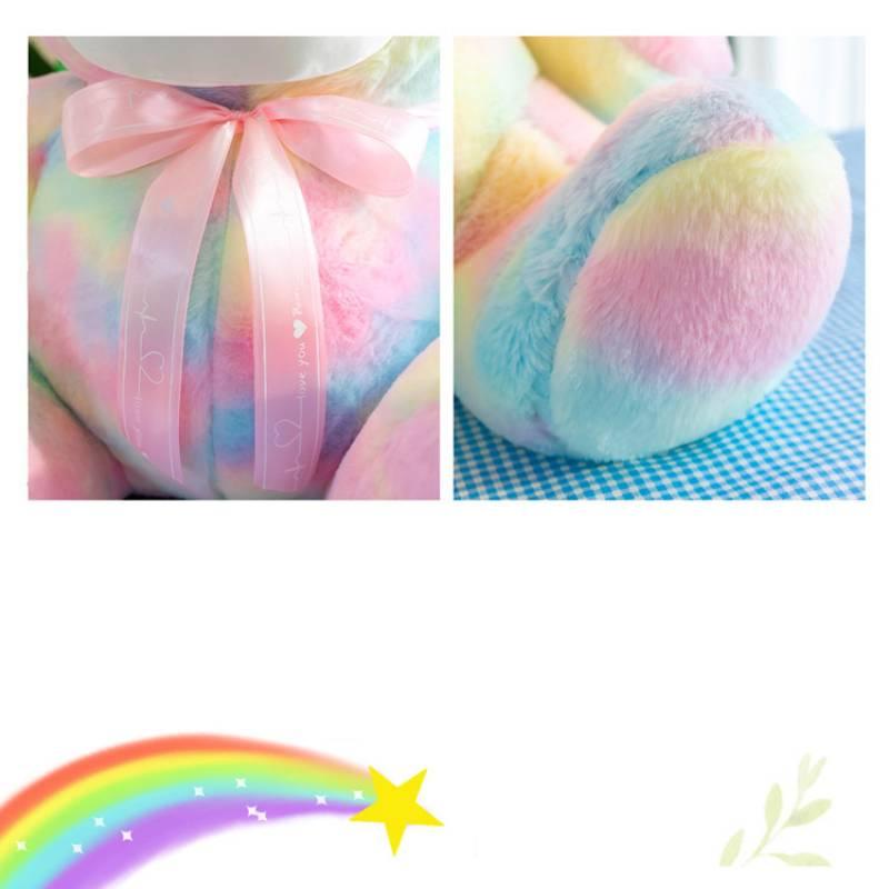 Rainbow Bear Plush Toy With Soft Cotton Material For Kids And Birthday Gift