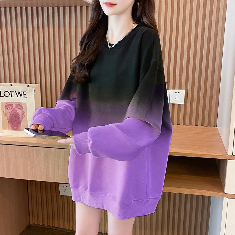 American-style Chic Tops with a New Niche and Versatile Mid-length Loose Thin Gradient Sweatshirt