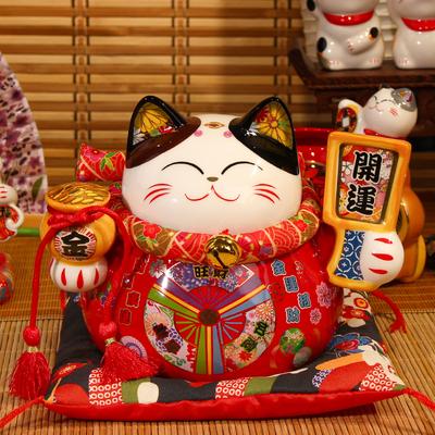 Japanese Ceramic Fortune Cat, Piggy Bank, Good Fortune and Prosperity Shop Opening Gift, Home Decor Desktop Ornament.