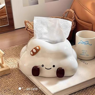 Cute Ceramic Cloud Tissue Box Creative Cartoon Napkin Holder Storage For Living Room Coffee Table Home Desk Decorative Ornament