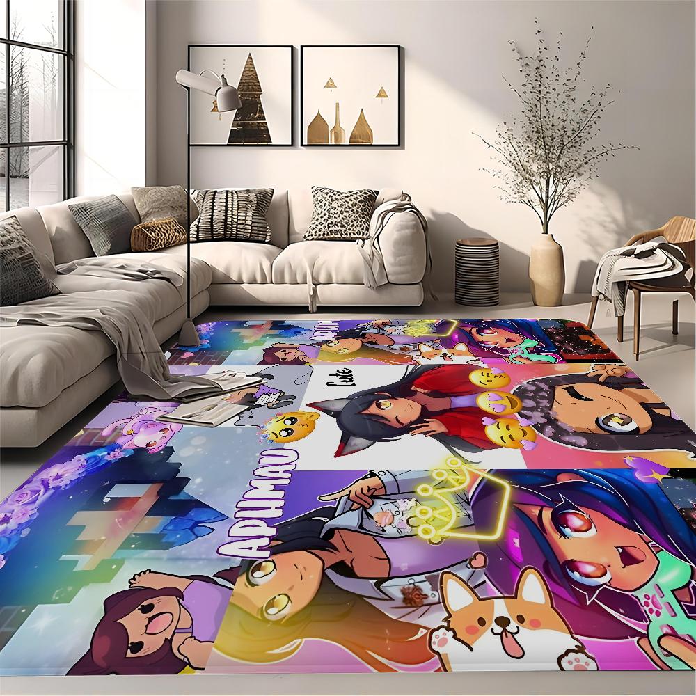 

Cute Aphmau with Wings Long Rugs Cheaper Anti-slip Modern Living Room Balcony Printed Bedside Area Rugs 40x60cm