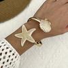 Colorful Enamel Metal Starfish Shell Opening Bracelets For Women Men Summer Vacation Beach Sea Star Cuff Bangle Seaside Jewelry