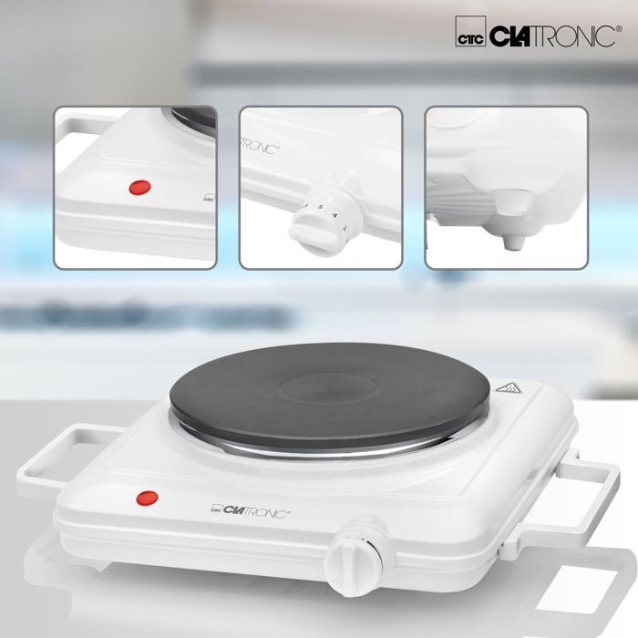 Plaque de cuisson simple clatronic ekp 3582 blanc