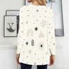 Women Plus Size Round Neck Long Sleeve Geometric Printed Loose Longline T Shirt With Pockets