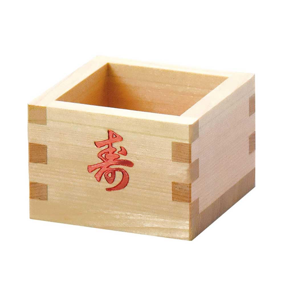Yamaco 12264 Hinoki Masu with Red Foil Stamping 1-go (Japanese Cypress) (Unpainted)
