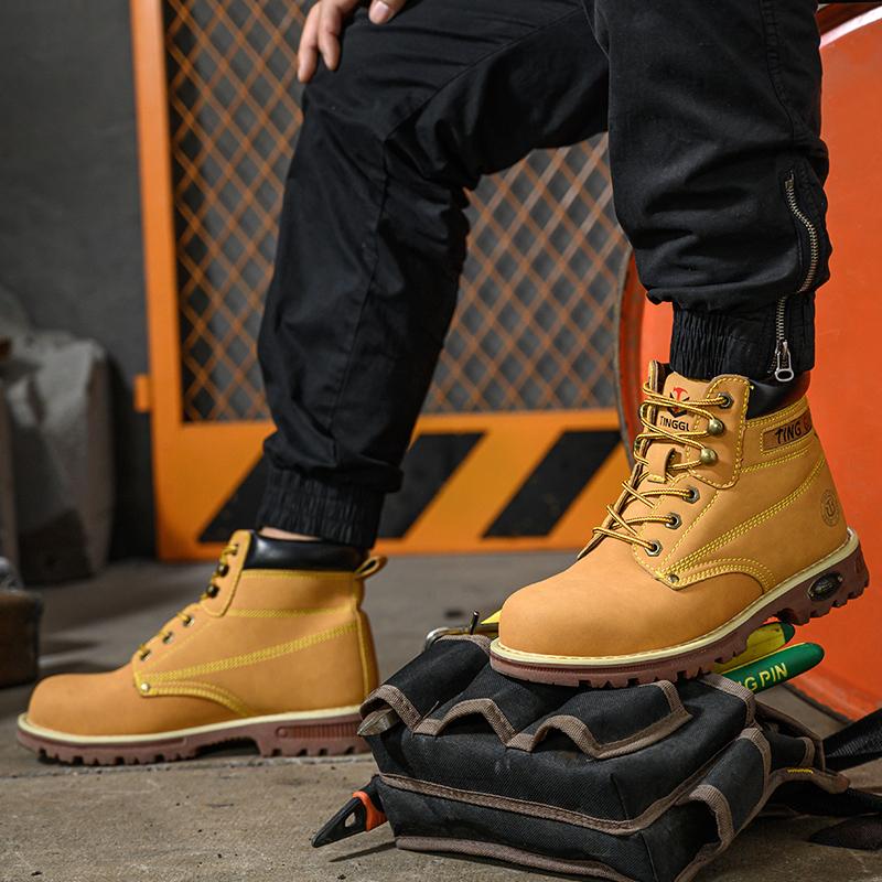 Safety Shoes Men for Work Waterproof Non-slip Sneakers Warm  Boots Outdoor Male Hiking Boots Rubber Wear-resistant Work Shoes