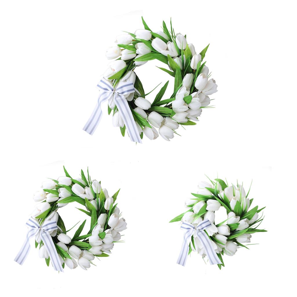 Artificial Flowers Tulip Wreath White Spring In The Summer Wedding Decoration Wall Hanging Home Party Simulation Garland