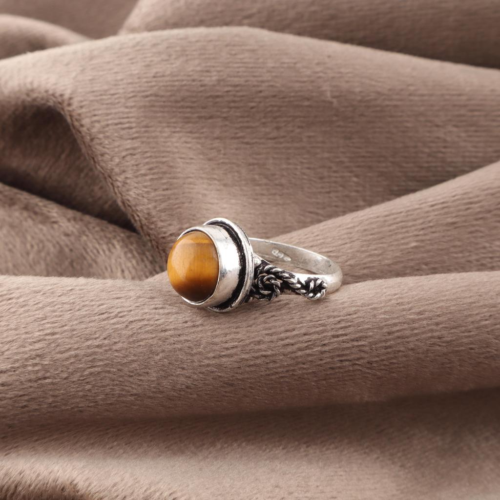 Yellow Tiger's Eye Ring, 925 Solid Sterling Silver Gemstone Jewelry, Handmade Ring, For Thanksgiving