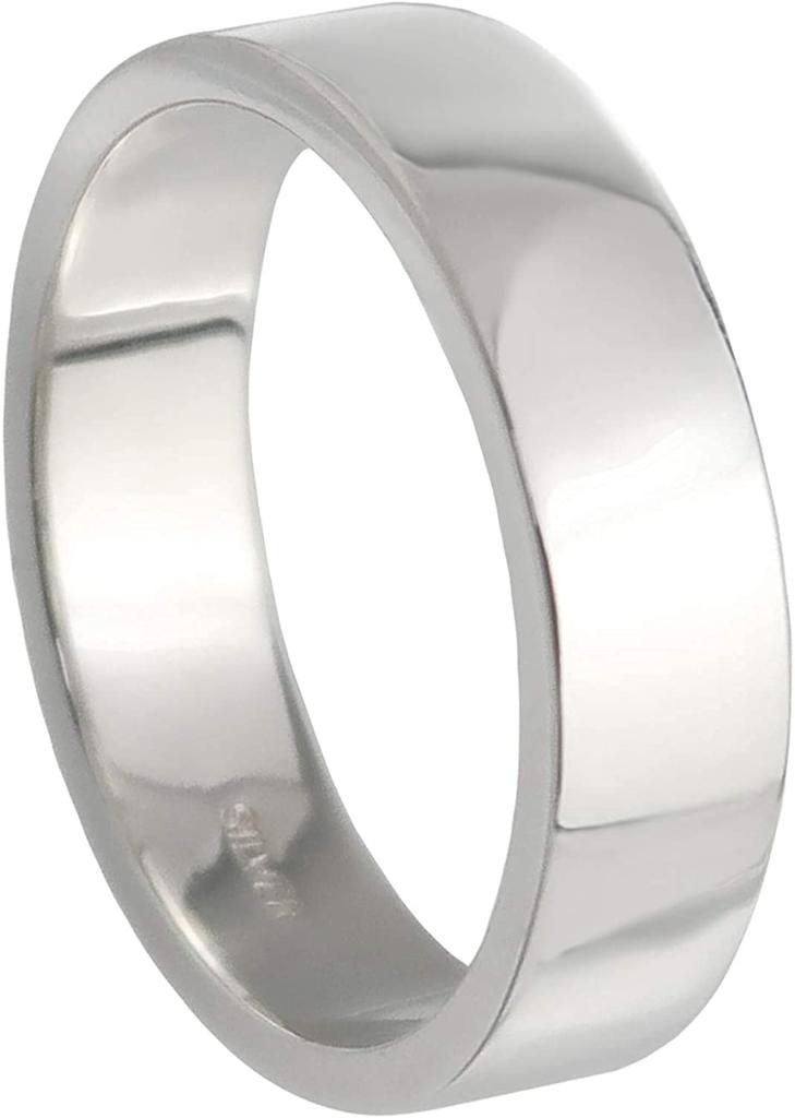 [Shinjuku Gin No Kura] 5mm Wide Plain Flat Silver 925 Ring, Sizes 7-29 (Size 15), Men's Simple Ring