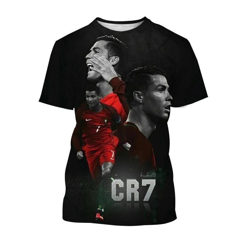 ETST WENDY 05 Ronaldo Zomer Mode Nieuw T-shirt Voetbalster Casual Ronde Hals Heren 3D Print Korte Mouw Hip-hop T-shirt L