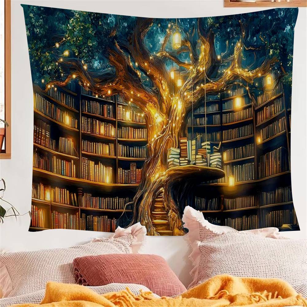 

Fantasy Library Library Books Colorful Tapestry Wall Hanging Bohemian Wall Tapestries Mandala Wall Hanging Sheets 74x94cm(29x37in)