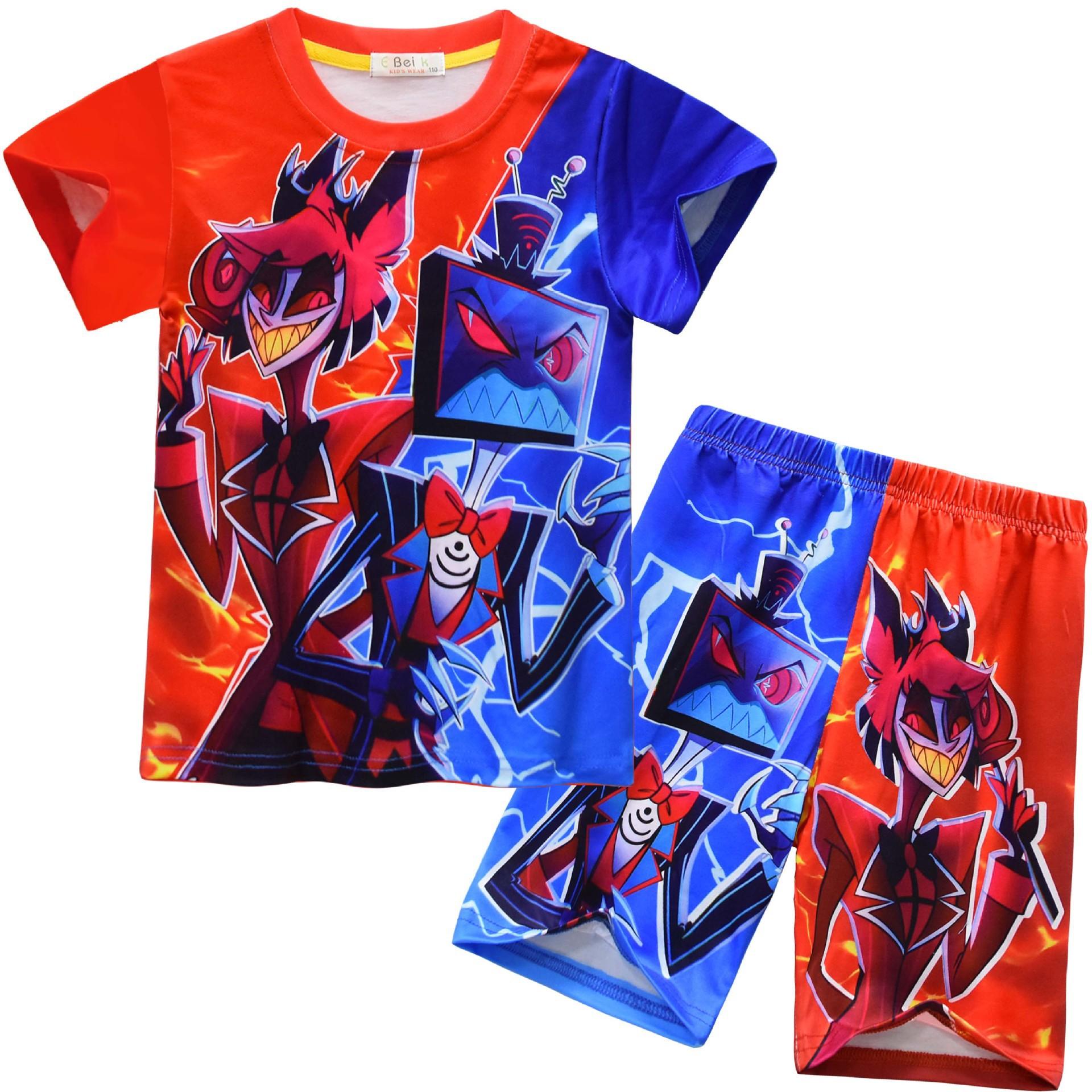 

Short Sleeve, Cartoon Digital Printing, Middle-Aged And Older Children S Short Sleeve Loungewear Set 92336 110