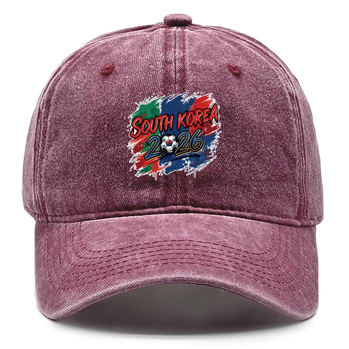 

Baseball Cap With 2026 Football Soccer SOUTH KOREA Flag Printed , Adjustable Baseball Hat Hip Hop All-season Lightweight Fit Sun Hat as the picture вина червоного кольору