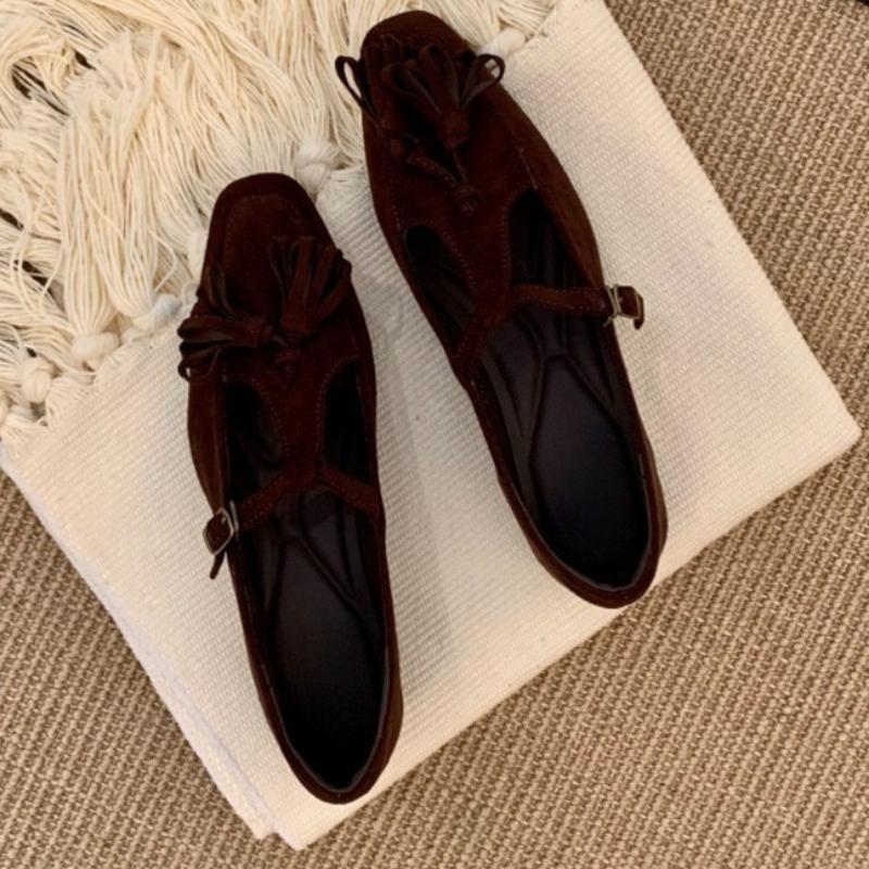 Suede Inside Heightening Single Shoes Autumn New Square Toe Shallow Mouth Slip Strap Soft Sole Non-slip Low Top Shoes