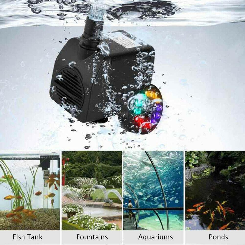 16W LED Submersible Water Pump Fountain Pump Firm Low Noise with Light Outdoor Fountain Pumps for
