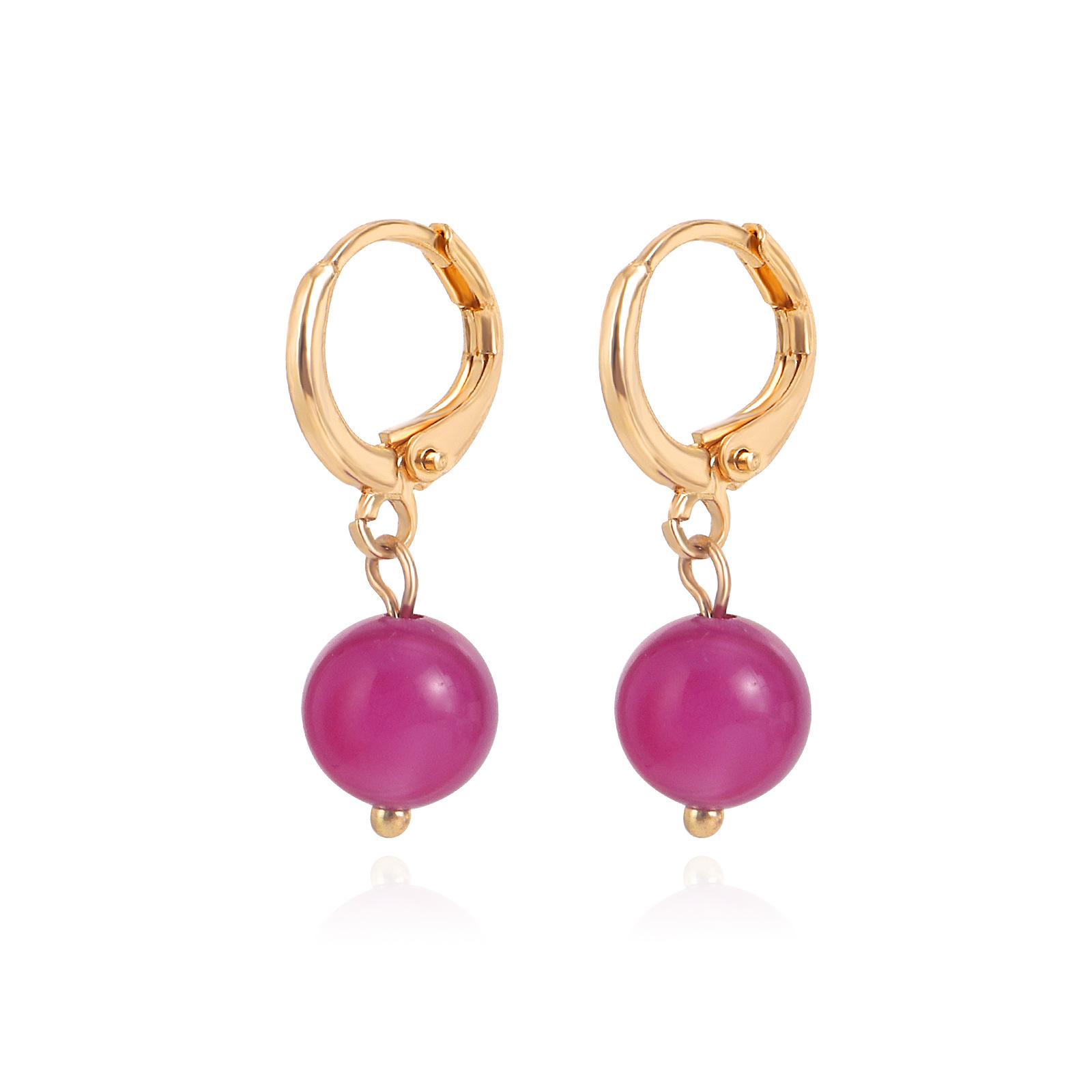 

European and American jewelry, high-end temperament, colored turquoise earclips, earrings, women s fashion earrings рожевий червоний колір