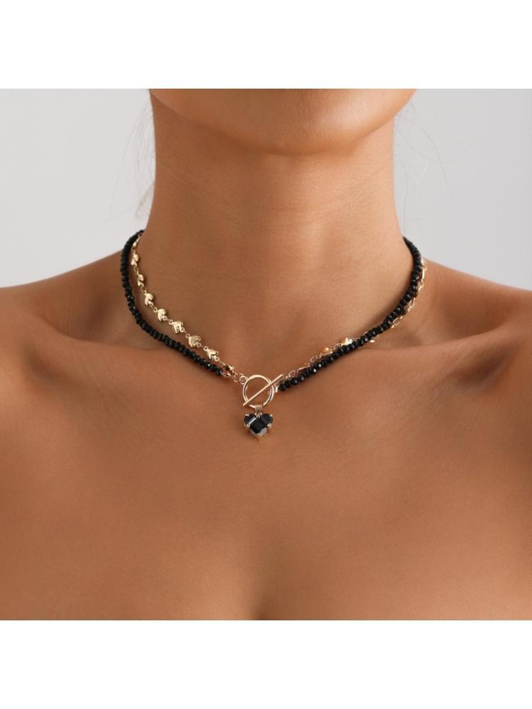 A52E Trendy Heart Designs Necklace with Stylish Zircon Stone Portable Accessory for Women Who Love Fashion Statement Pieces