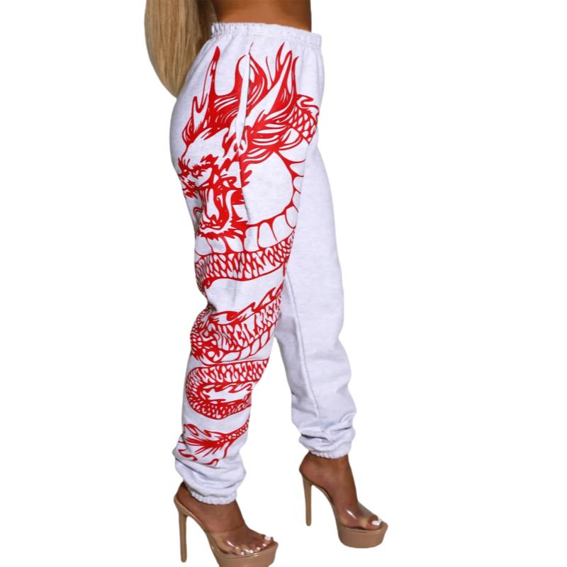 

Летние новые модные спортивные повседневные брюки Харлан с эластичным поясом и принтом для женщин XXL красный