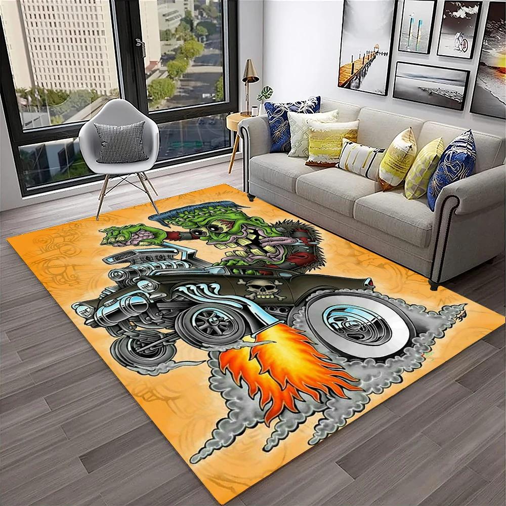 3D Funny Rat Fink Cartoon Movie Carpet Rug for Home Living Room Bedroom Sofa Doormat Decor,kids Play Area Rug Non-slip Floor Mat