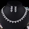 Trendy Zircon Leaf-Shaped Bridal Necklace Dress With Temperament Earrings Two-Piece Set