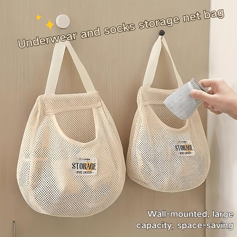 

Wall Mounted Mesh Storage Bag for Socks and Underwear - Suitable for Wardrobes, Dormitories, and Wardrobes