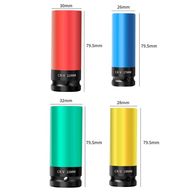 Assorted Size Metal Tire Mounting Socket Sleeve Scratch Resistant Impact Wrench Nut Sleeve For Air Driven Tool Use