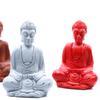 Mini Buddha Statues Assorted Colors Set of 6