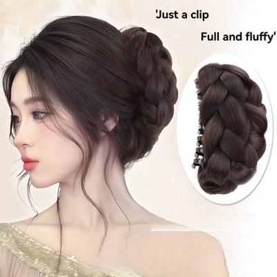 New Synthetic Hair Bun Claw Clip Natural Brown Bun Head Wig Fluffy Black Wig Hair Clip Women