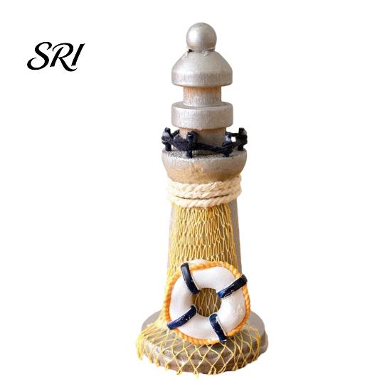 Small Space Decor Idea Rustic Wood Lighthouse Figurine, Nautical Ocean Beach Sculpture, Figurine Handcrafted Coastal Tabletop Centerpiece for A