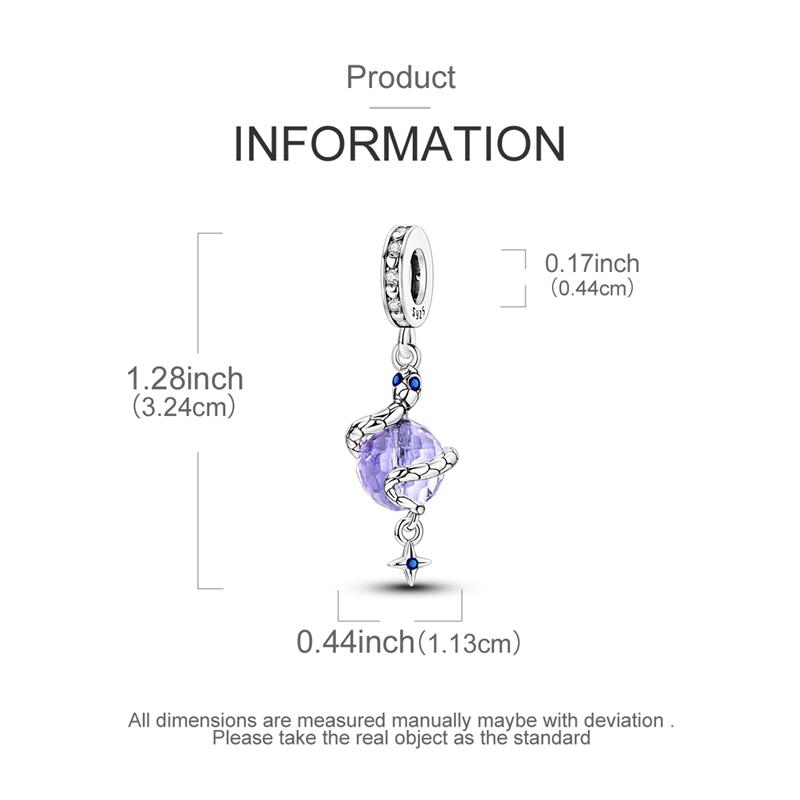 Copper Charms Beads Purple Cross Snake Bow Dragon Pendant Fit Original Bracelet Necklace Women Jewelry Diy Gifts