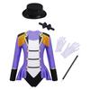 Girls Circus Costume Set Long Sleeve Lapel Tassel Shoulder Back Zipper Leotard Bow Tie Hat Magic Wand Gloves