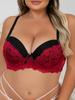Große Größen BH CD-Körbchen Spitze Kontrast Damen Unterwäsche Sexy Komfort Push-Up Französisch Elegant Tägliche Kleidung