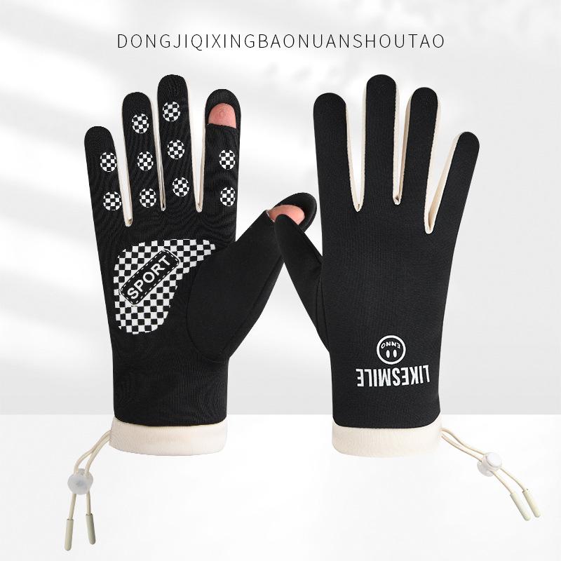 Winter Men and Women Gloves for Warmth and Velvet Touch Screen Outdoor Cycling Sports Finger Exposed Gloves Cyclist Proof of Cold and Waterproof