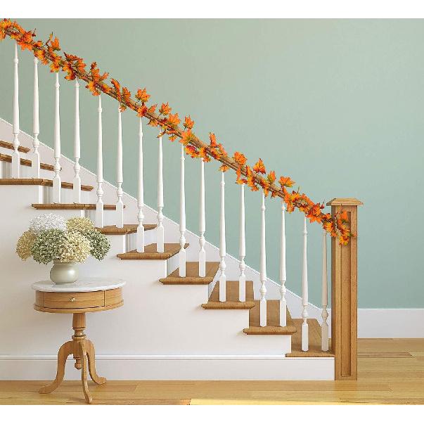 Lvydec 2 Pack Maple Leaves Fall Garland - 6.5ft/Strand Artificial Fall Foliage Garland Colorful Autumn Decoration for Home Wedding Party Thanksgiving